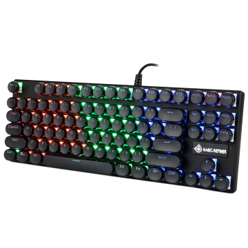 New arrival hot sale high quality wholesale 87 keys led  Backlight Rainbow backlit gaming  portable bluetooth wire keyboard